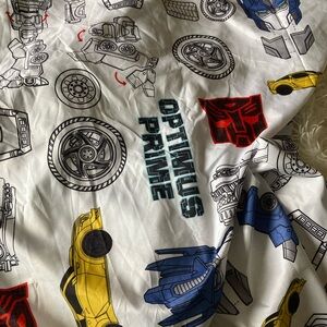 Optimus Prime Kids Bedding Sheet - White with Blue, Yellow, Red Prints